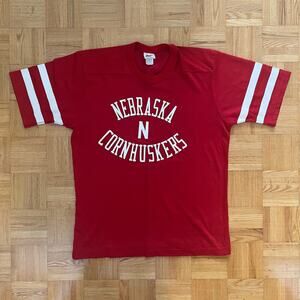 Vintage 80s Any Wear Spanjian Nebraska Cornhuskers football jersey shirt Size XL